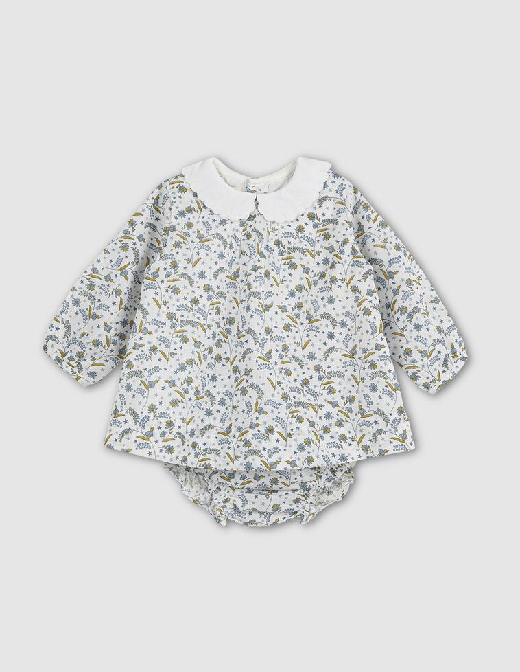Vestido estampado cuello peter pan festoneado