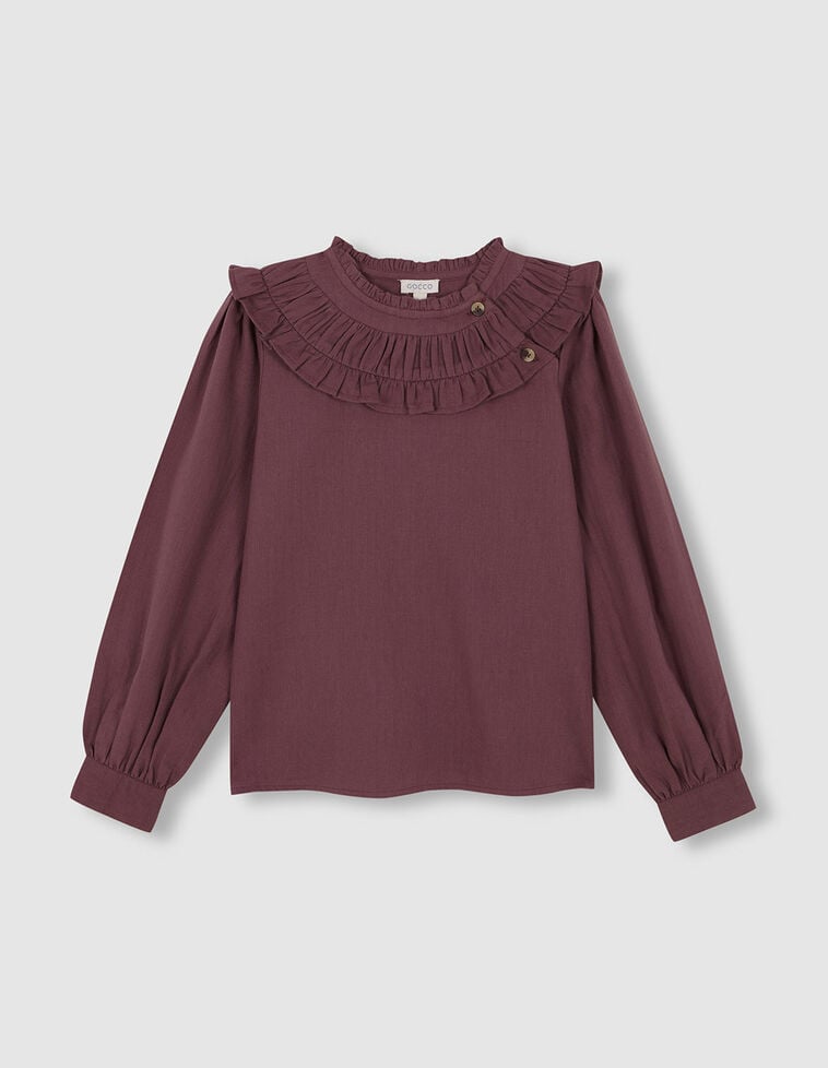 Camisa cuello volante morado