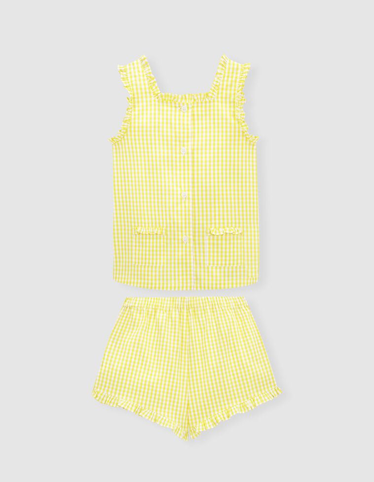 Pijama corto vichy amarillo