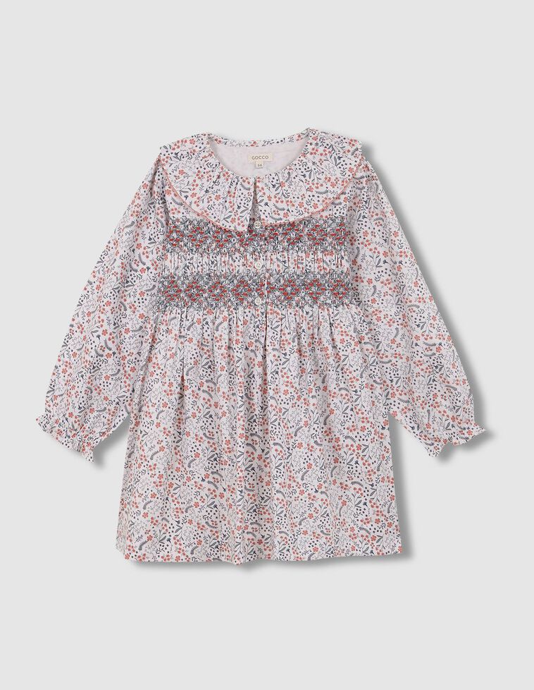 Vestido smock de flores blanco