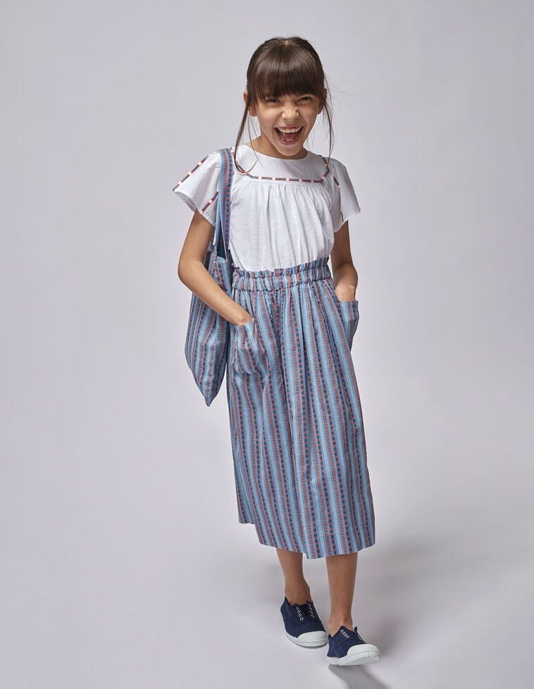 Falda estampada con bolsillos azul