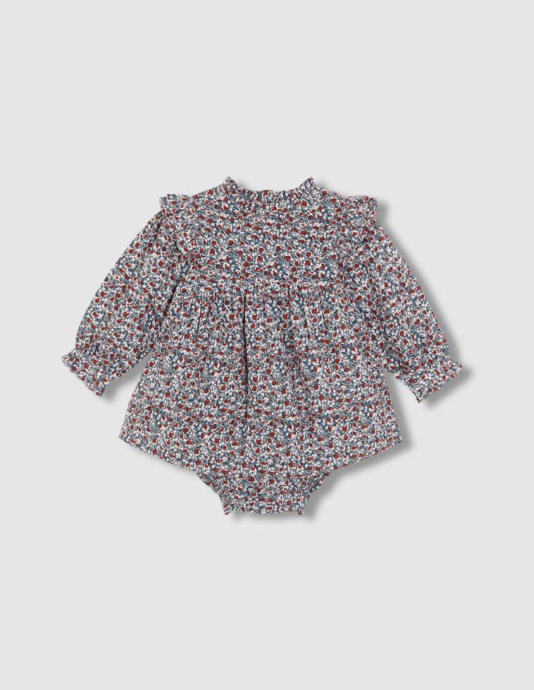 Vestido estampado de flores con volantes azul claro