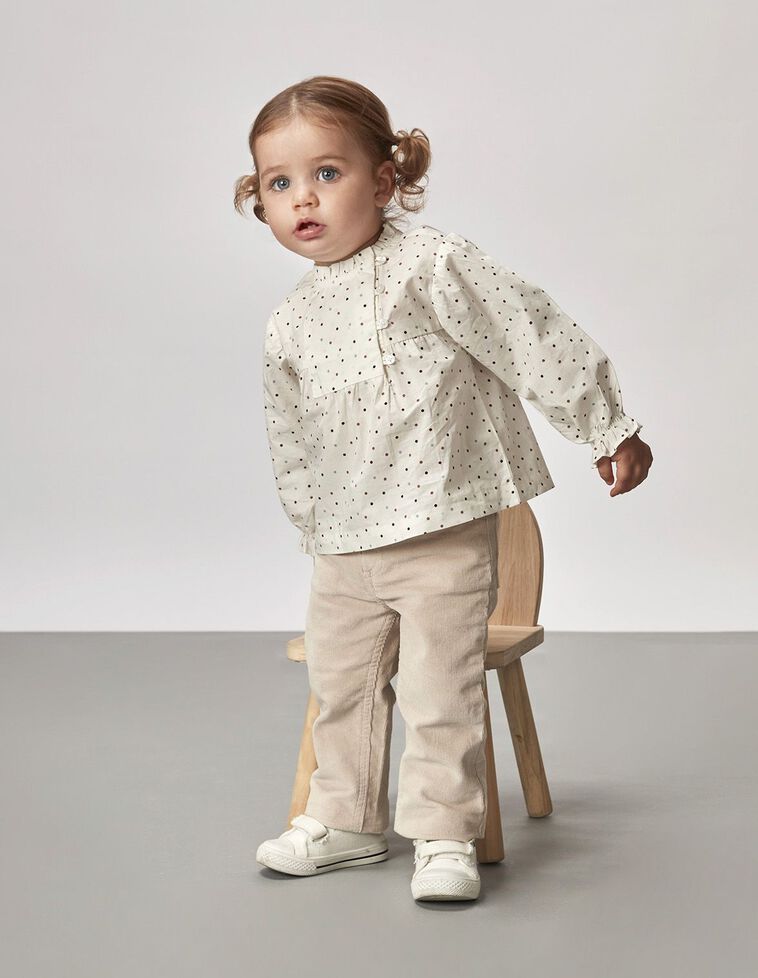 Blusa Estampada Lunares De Colores  Blanco Roto