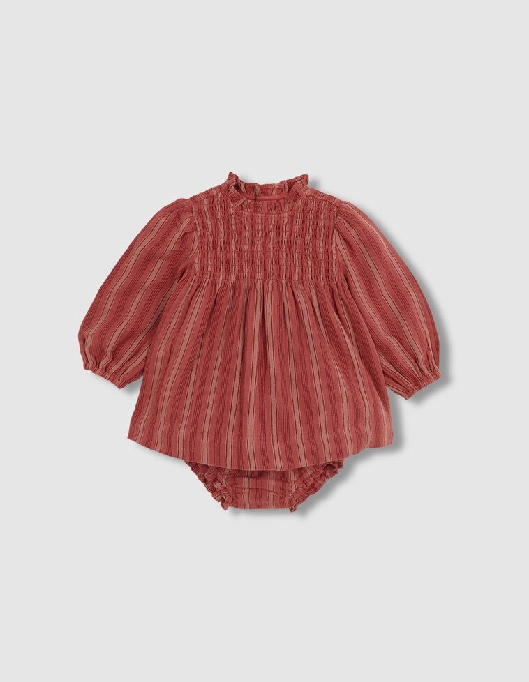 Vestido de rayas engomado rosa