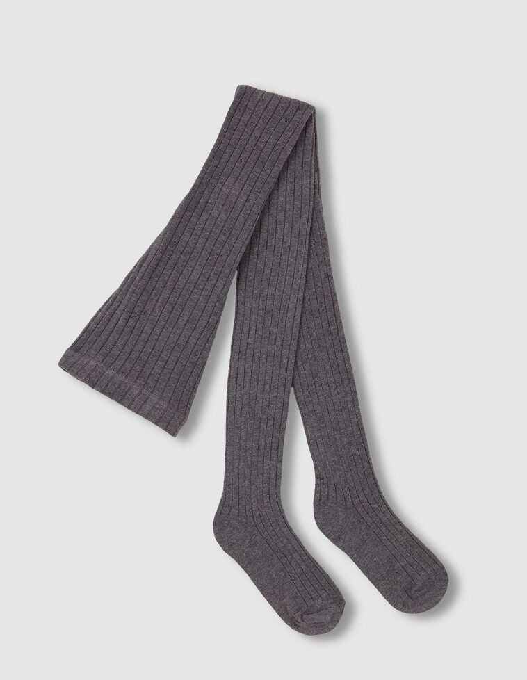 Leotardos básicos de canalé gris