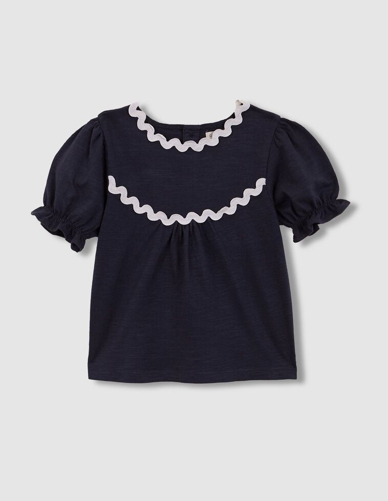 Camiseta con detalle de ondas a contraste azul
