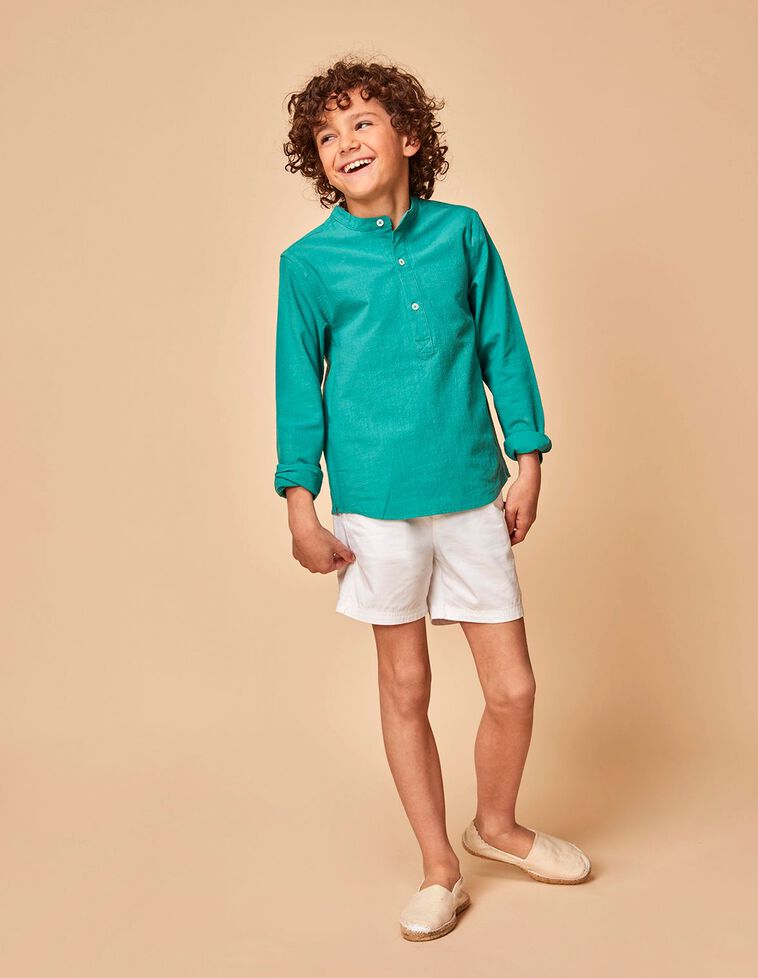 Camisa mao lino verde brillante