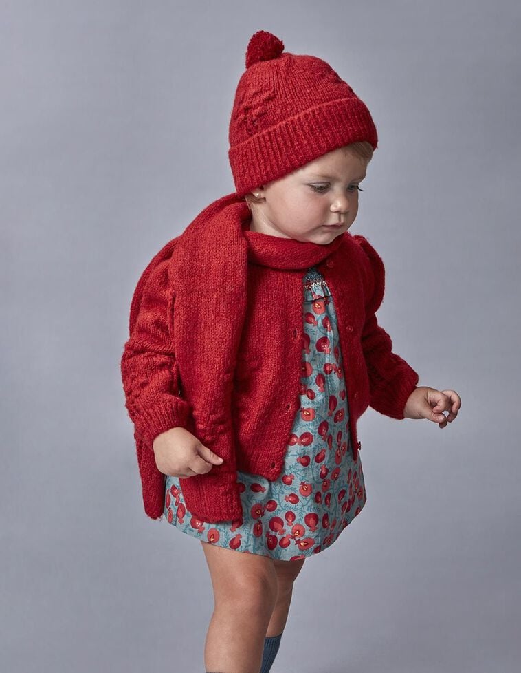 Bufanda openwork con lana rojo