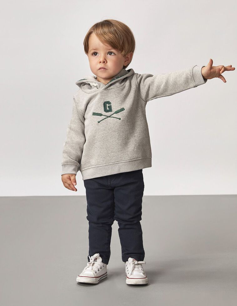 Sudadera Gris Con Parche Central Gris Melange
