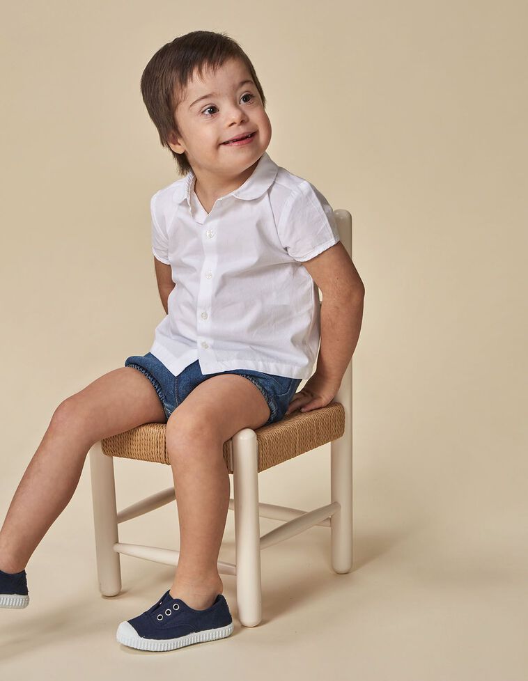 Camisa manga corta de popelín blanco