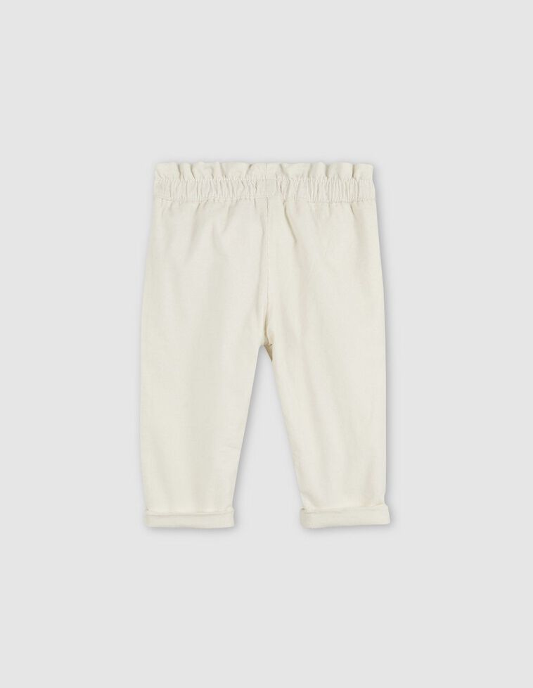 Pantal&oacute;n de pana cintura el&aacute;stica crudo