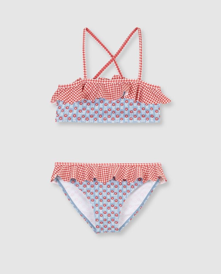 Bikini de dos estampados azul claro