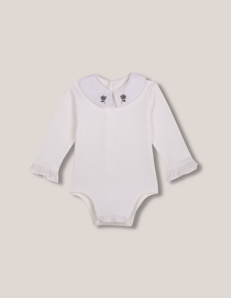 Body con bordado en el cuello blanco