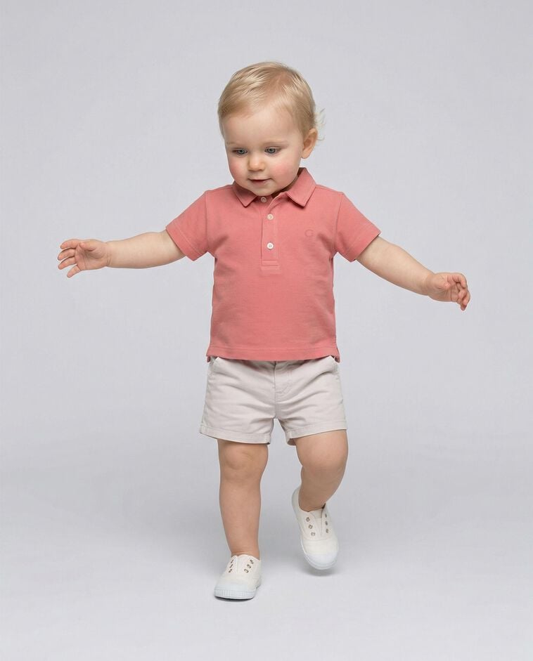 Polo b&aacute;sico de piqu&eacute; rosa