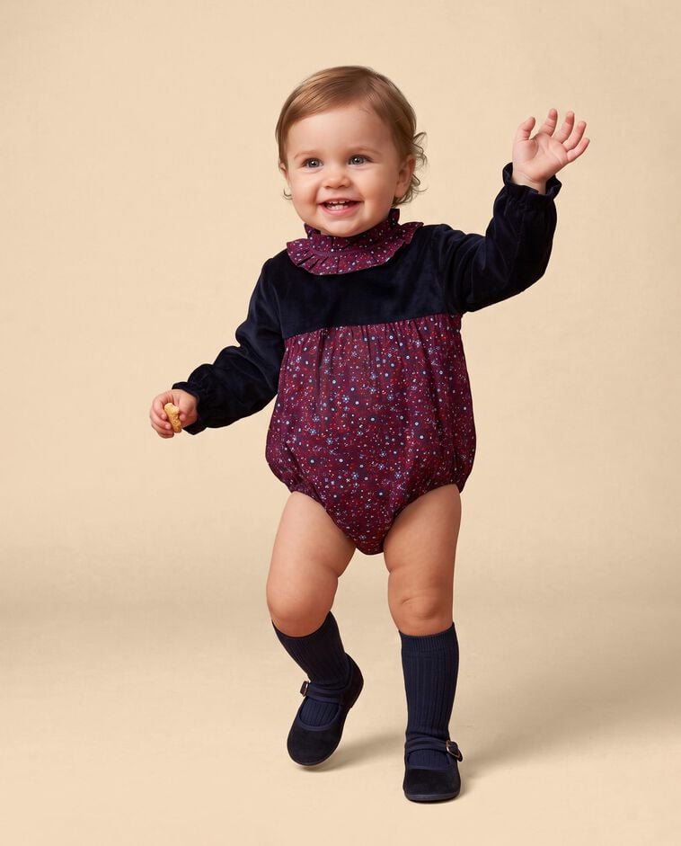 Ranita terciopelo y estampado azul beb&eacute;