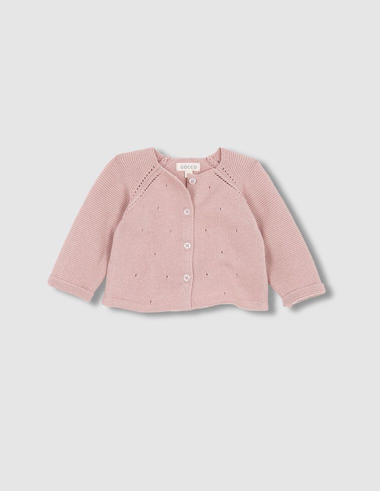 Chaqueta calados rosa viejo