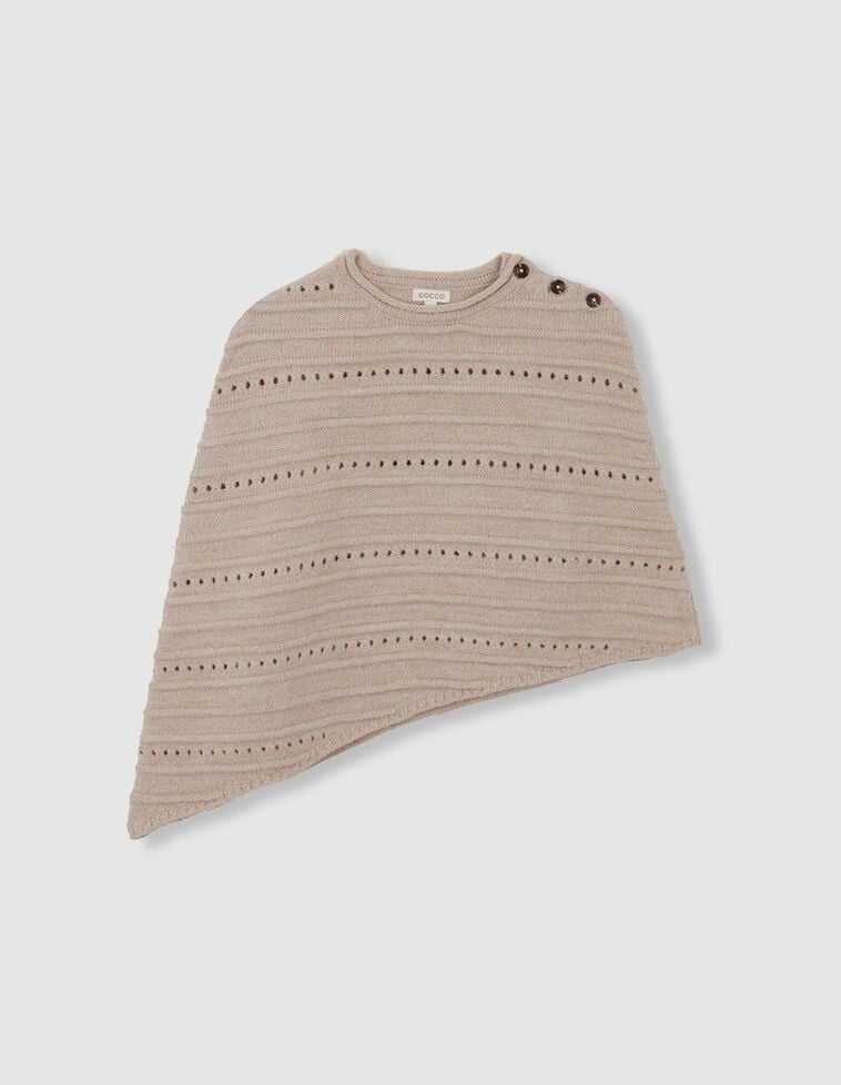 Poncho con flecos marrón claro