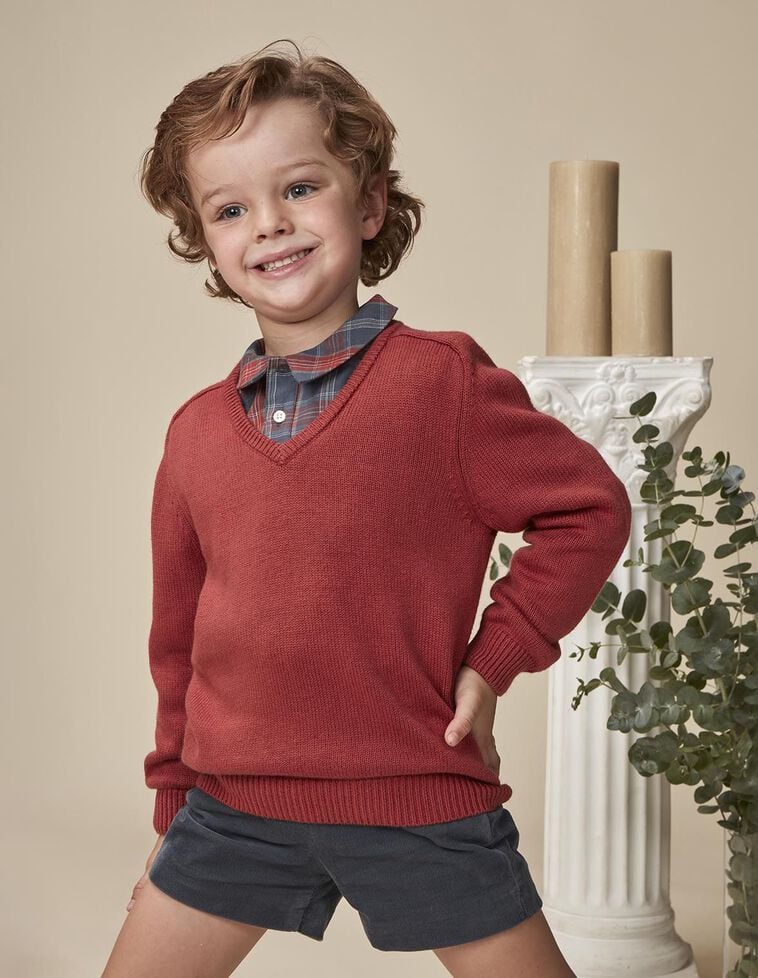 Jersey básico granate con lana