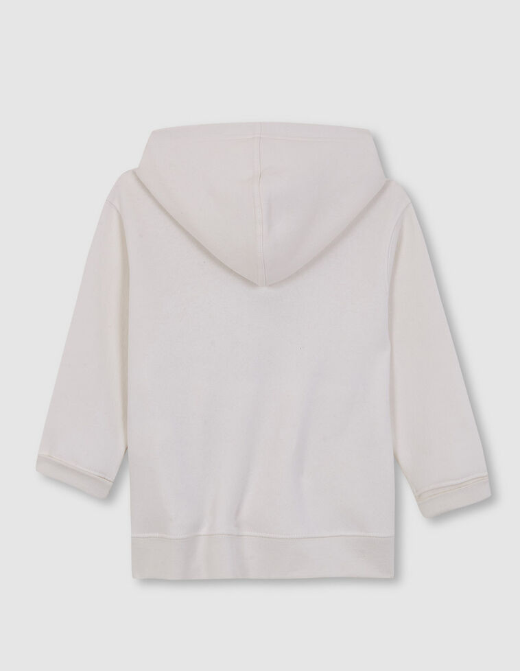 Sudadera Con Capucha Estampadoen El Pecho  Blanco Roto