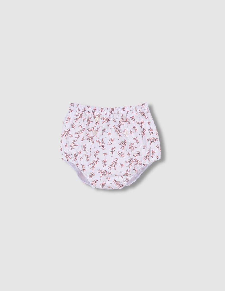 Bombacho estampado hojitas blanco