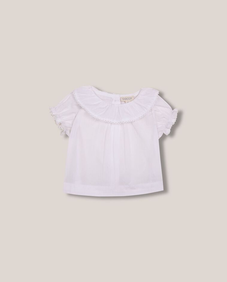 Blusa cuello volante blanco