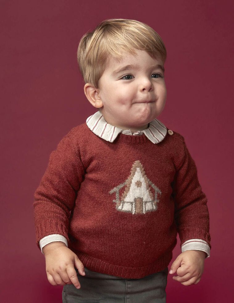 Jersey con intarsia delantera roja