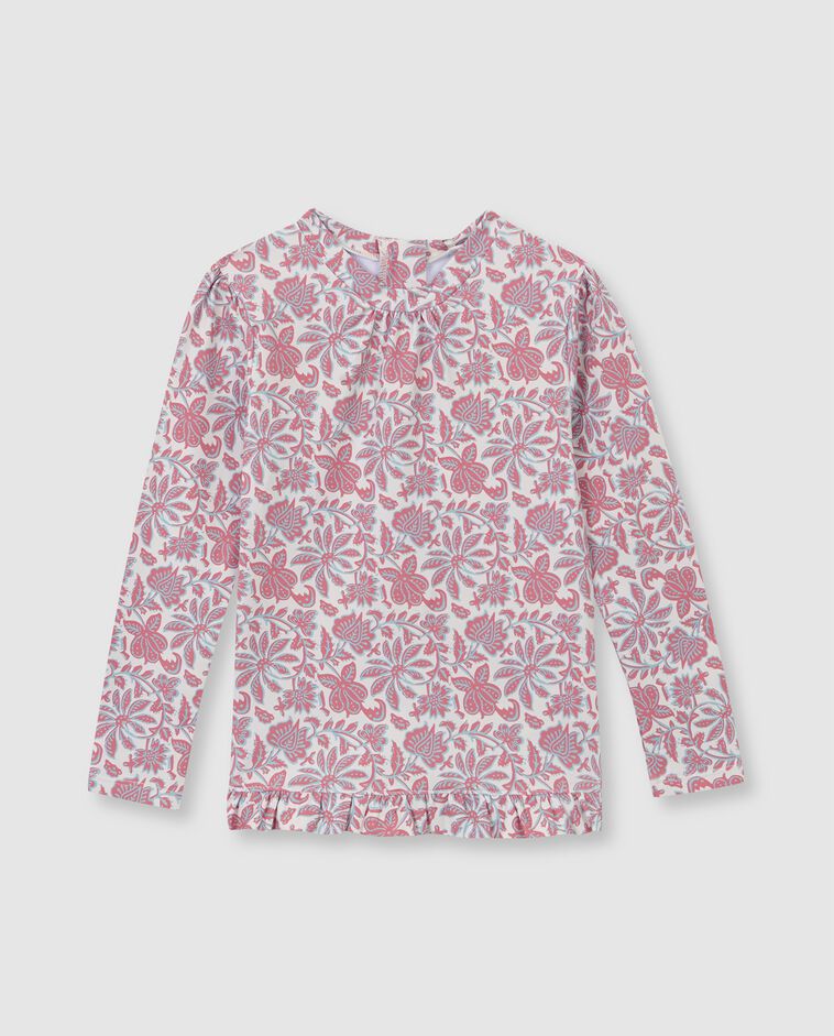 Camiseta de ba&ntilde;o con protecci&oacute;n solar beige con estampado de flores