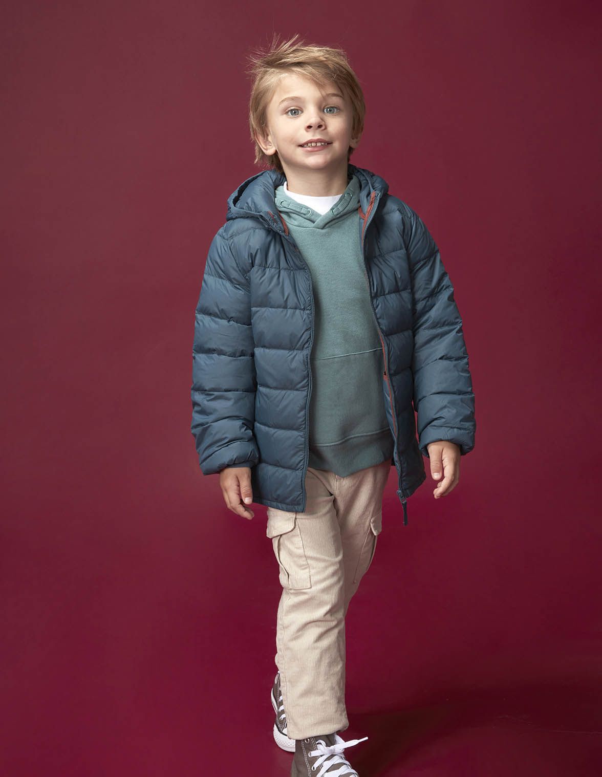 Abrigo plumifero gris para nino infantil Gocco