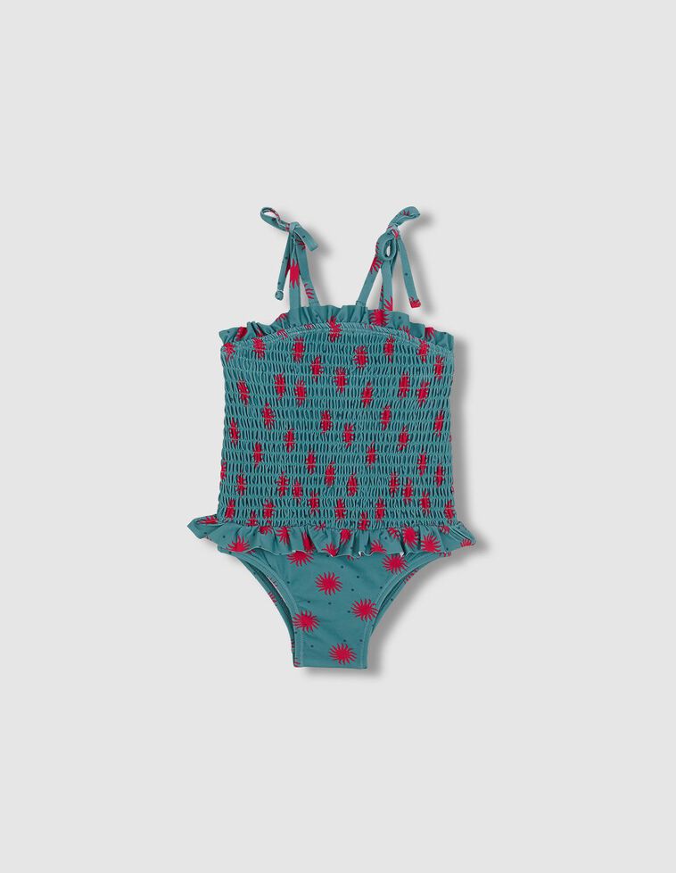 Bañador smock de soles azul claro
