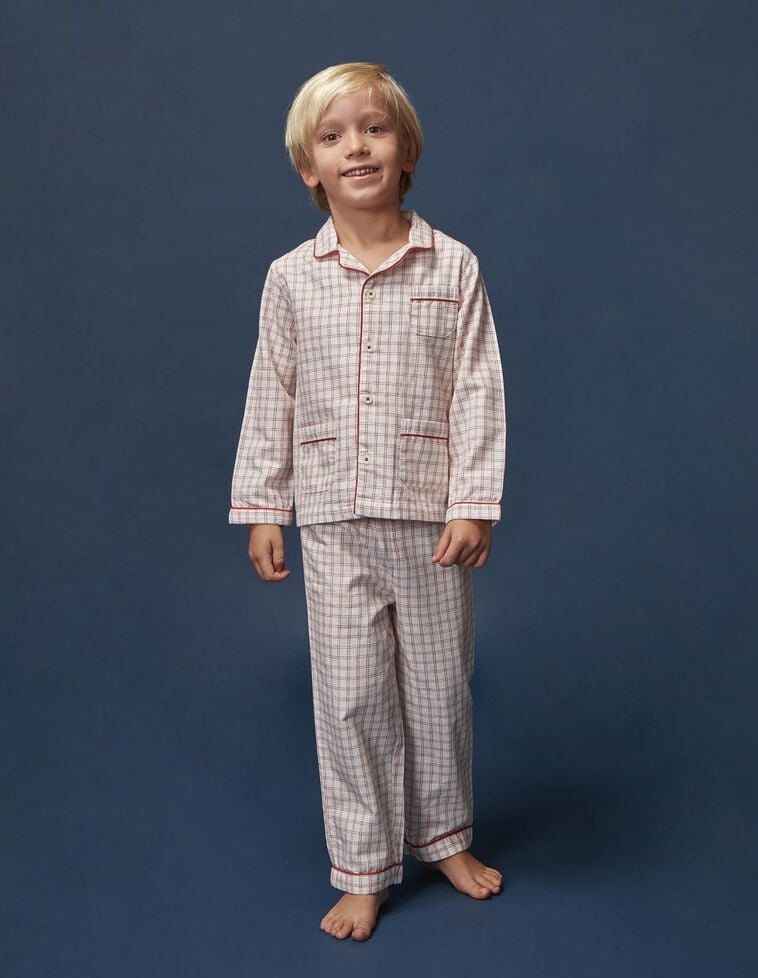 Pijama de cuadros blanco