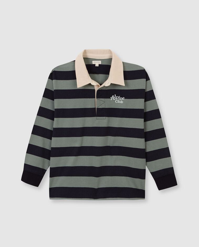 Polo de rayas con print verde ni&ntilde;o