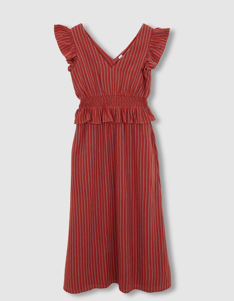 Vestido madre de rayas naranja con lurex