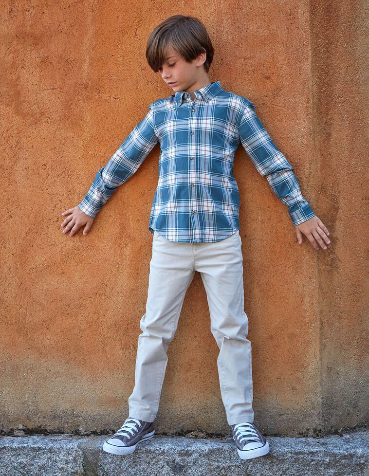 Camisa de cuadro escocés azul