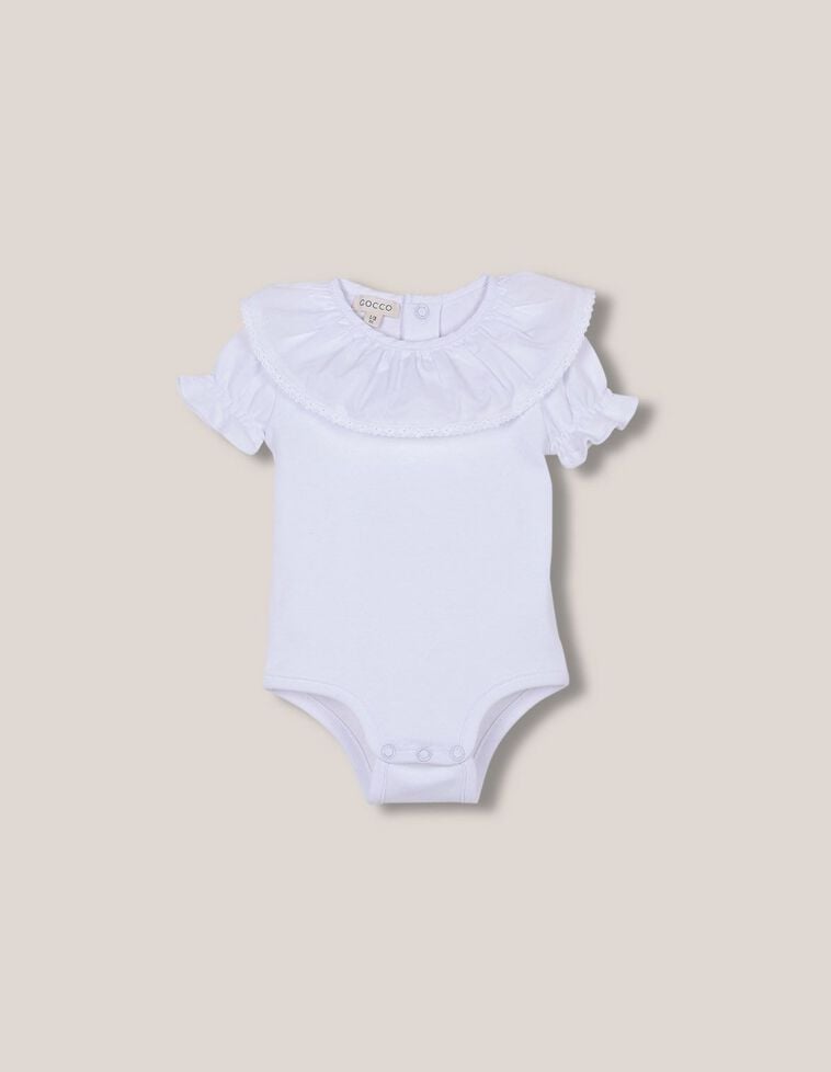 Body  blanco manga corta cuello volante blanco