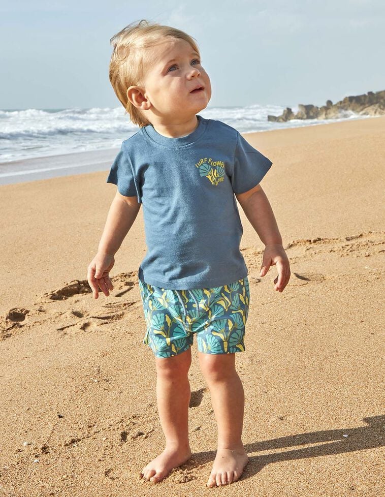Camiseta manga corta surf flower azul