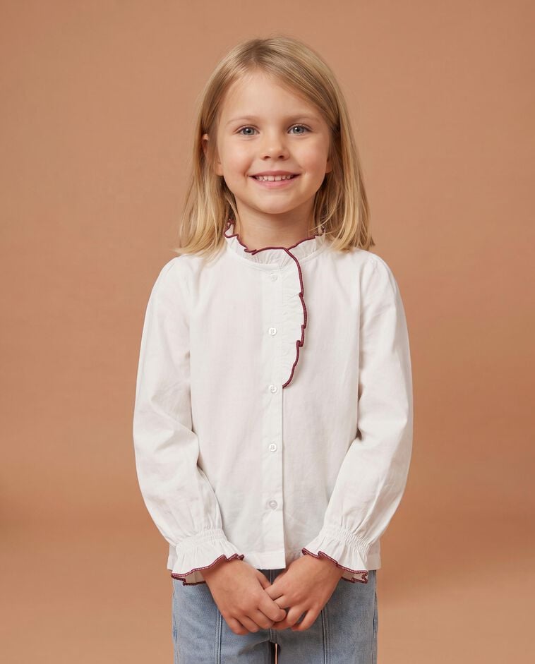 Camisa cuello volantes blanco ni&ntilde;a