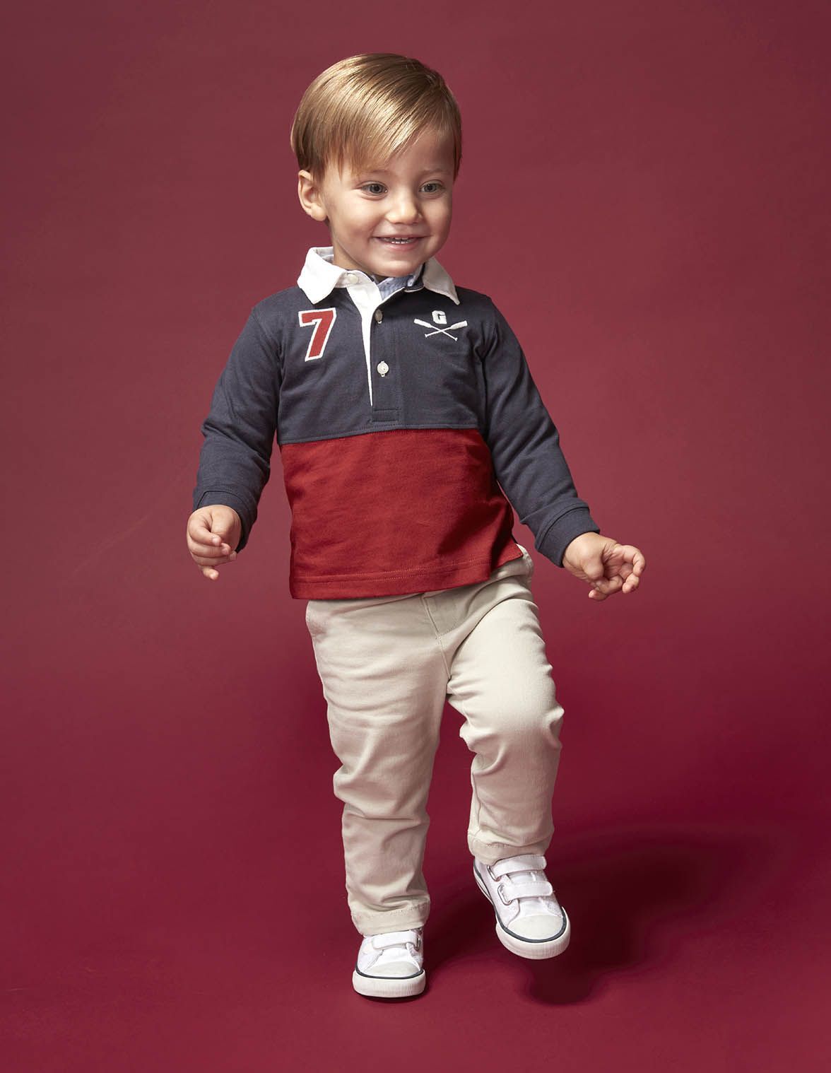Polo rayas rojo para nino bebe Gocco