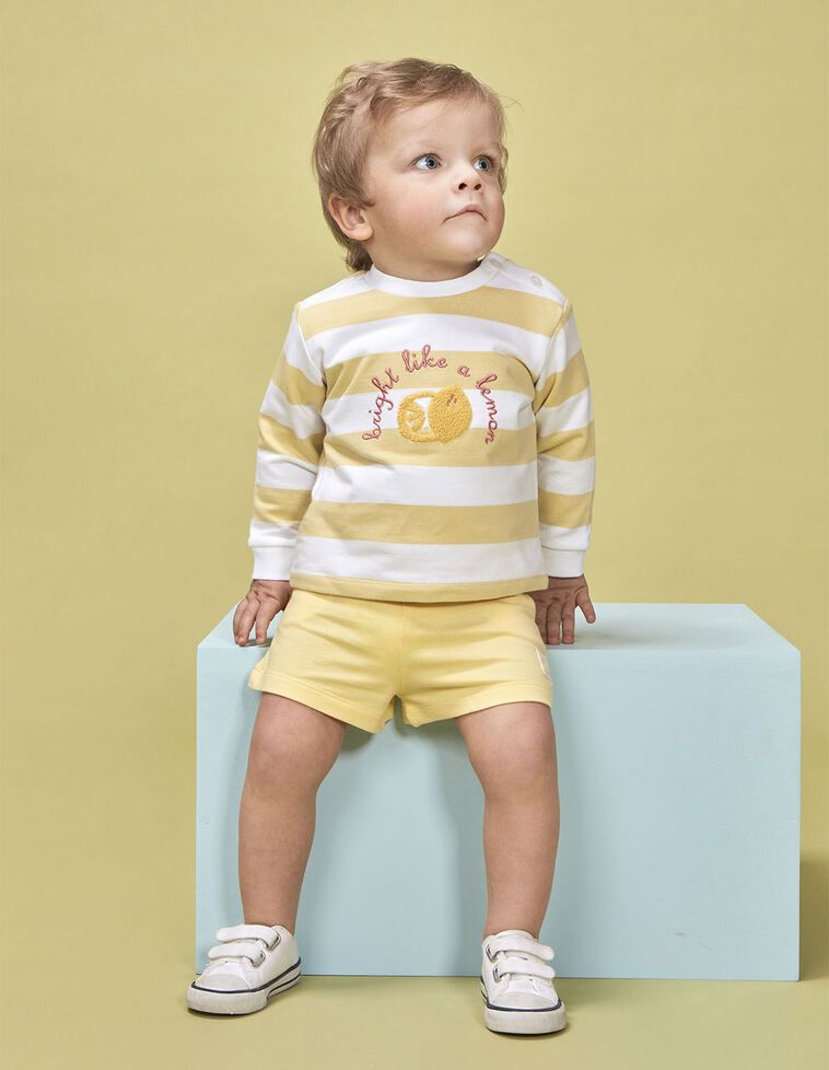 Sudadera de rayas con print blanco