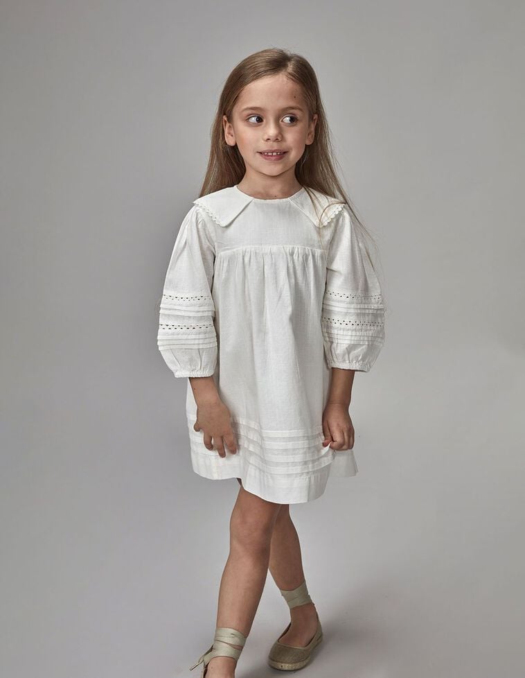 Vestido manga abullonada  blanco