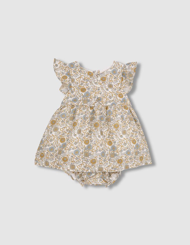 Vestido de lino estampado blanco