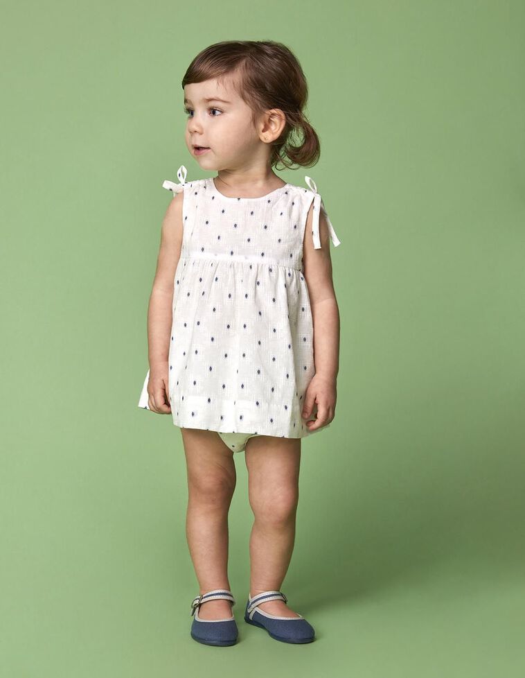 Vestido dobby lazada hombro blanco