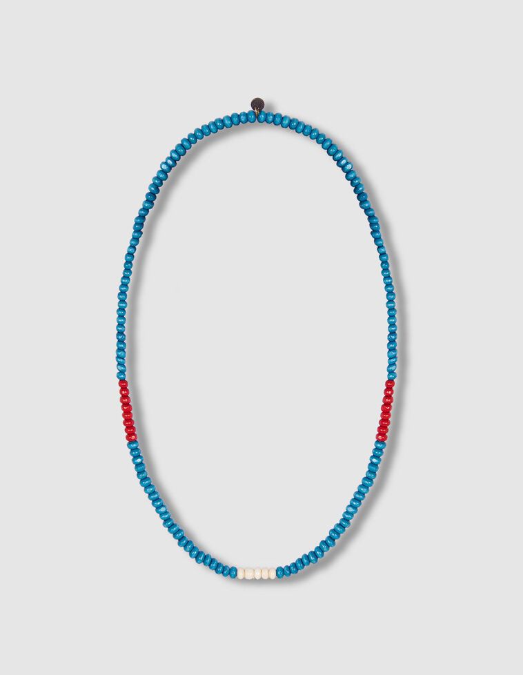 Collar de bolitas de colores azul