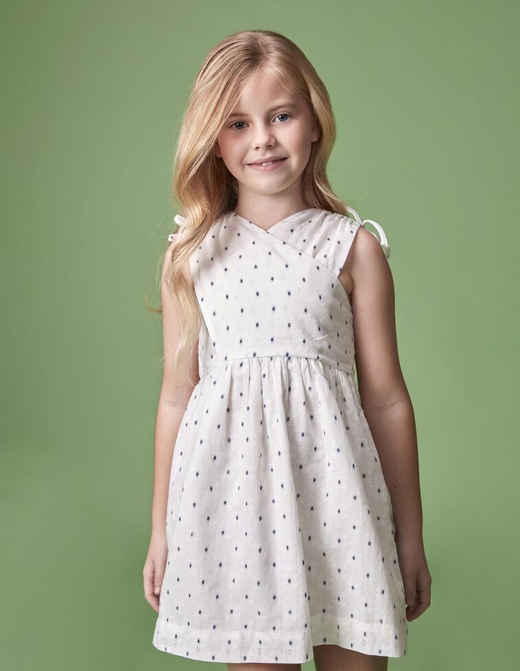 Vestido dobby cruzado blanco