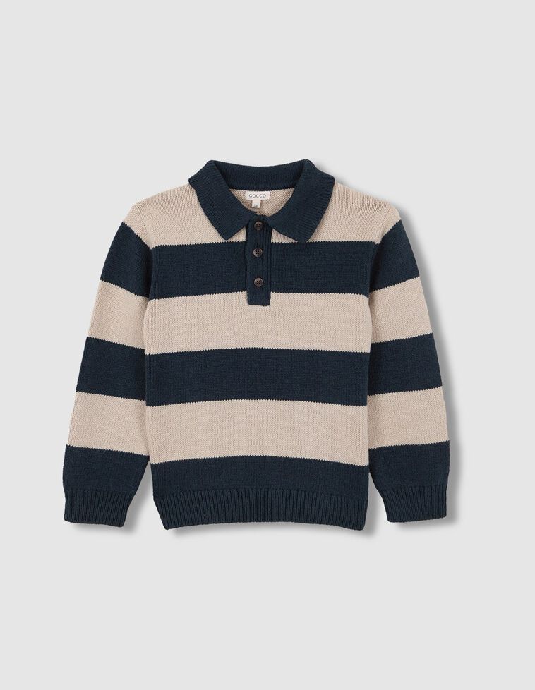 Jersey polo de rayas con lana verde Jersey polo de rayas con lana verde