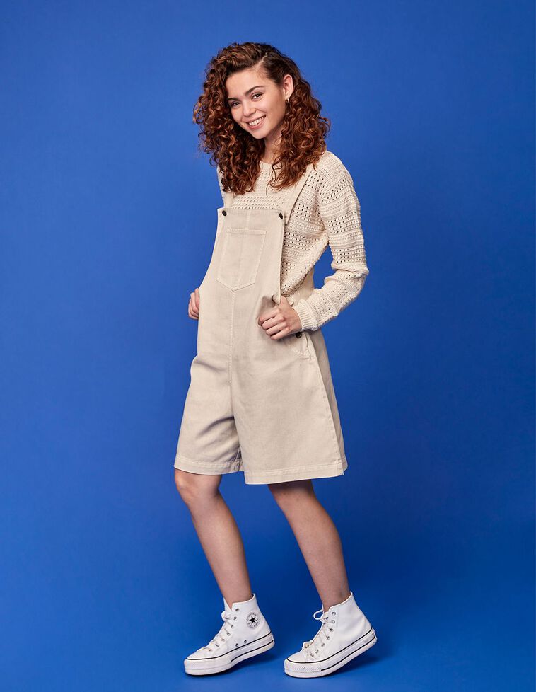 Jersey cropped con calados arena