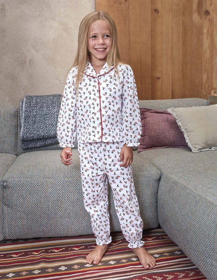 Pijama de navidad con vivo a contraste blanco