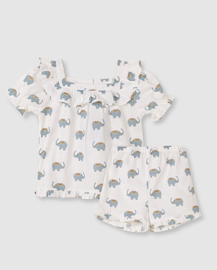 Pijama estampado elefantes blanco