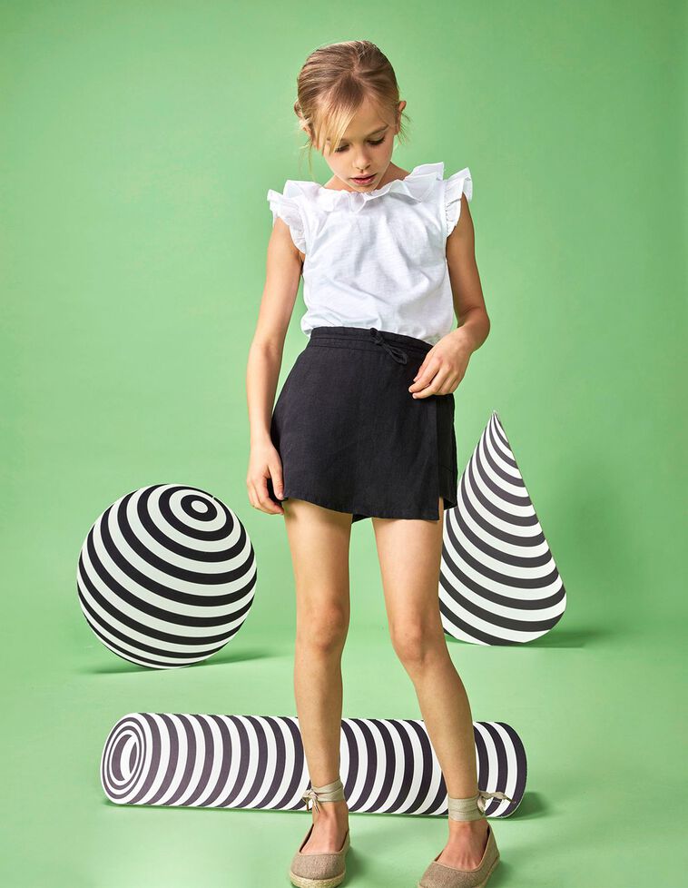Falda pantalón de lino negra