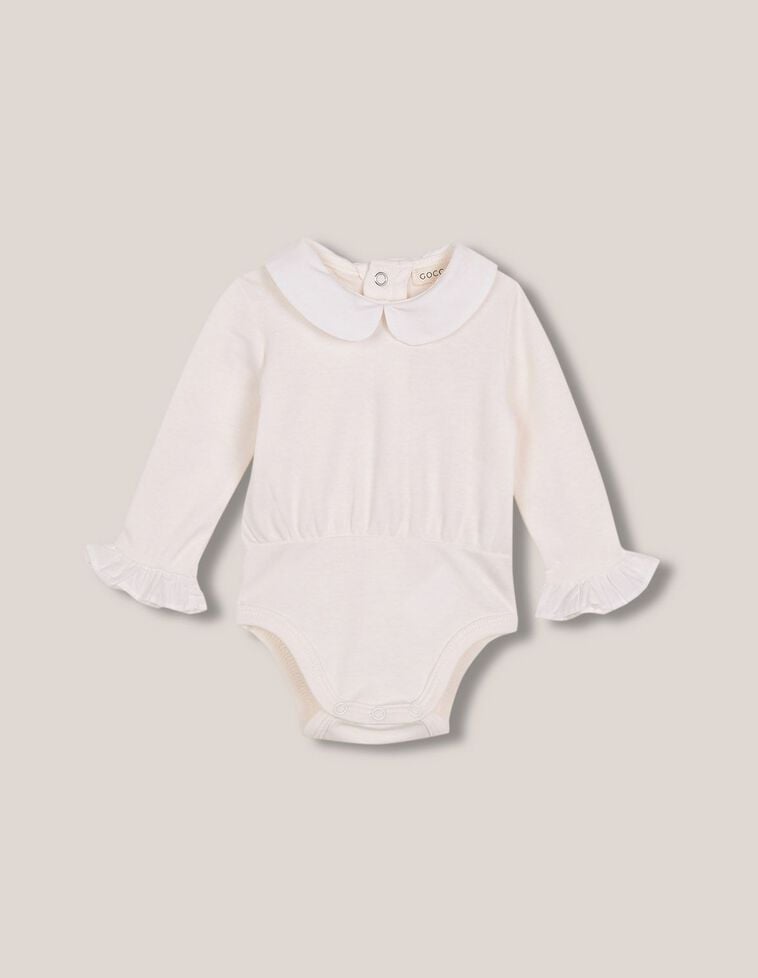 Body manga larga cuello peter pan blanco