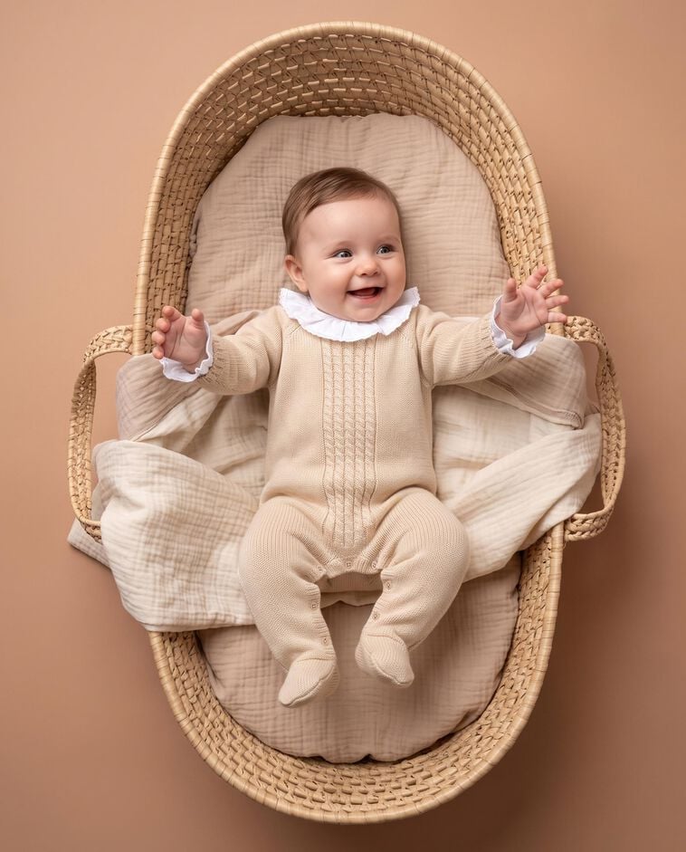 Pelele de punto bobo amarillo reci&eacute;n nacido